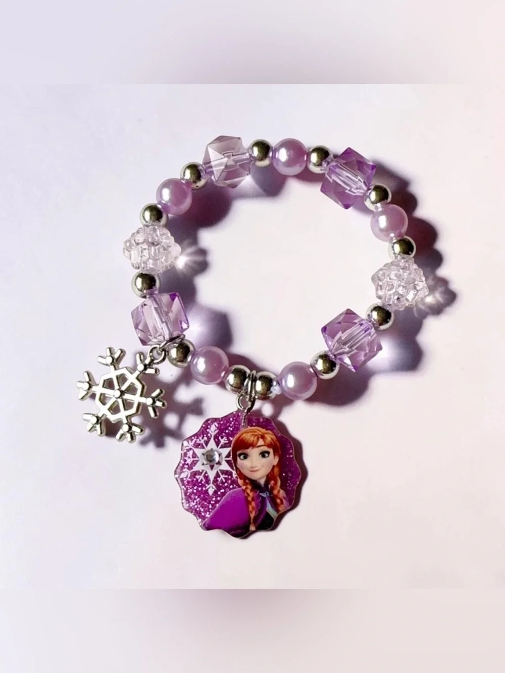💜🆕💜Frozen-Themed Kids Snowflake Charm Bracelet Set in Purple & Blue